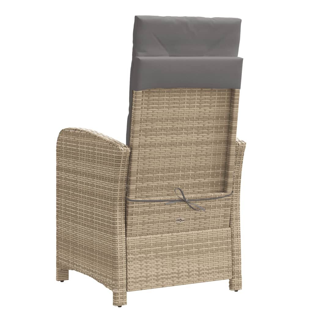 vidaXL Tuinstoel verstelbaar met voetensteun poly rattan gemengd beige