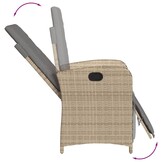 vidaXL Tuinstoel verstelbaar met voetensteun poly rattan gemengd beige