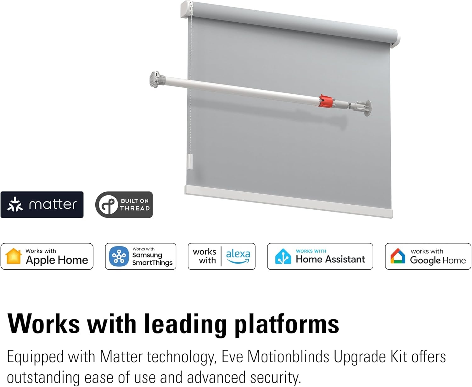 Eve Motionblinds Upgrade Kit voor rolgordijnen (Matter) - Motor voor buizen met grote diameter; upgrade bestaande rolgordijnen;req.Thread Border Router;bediening via spraak/app/geautomatiseerd