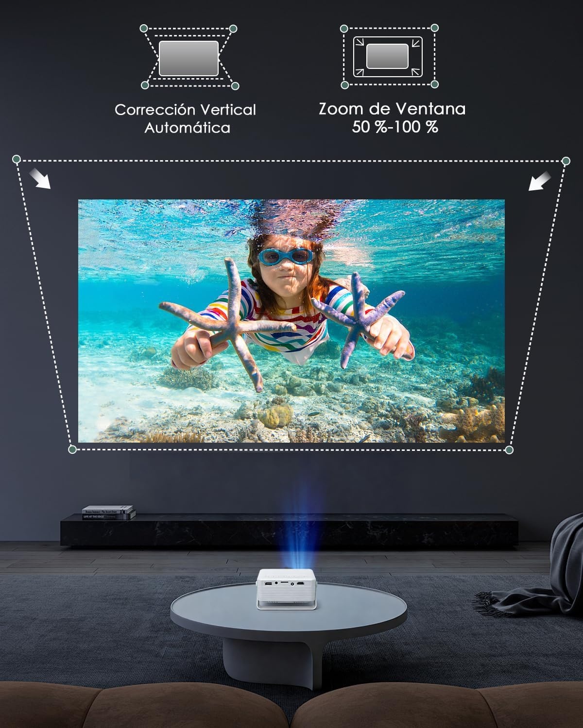 Yoton Y3 Mini-projector, groen, slaapkamer, luidspreker, 1080p, 180° rotatie