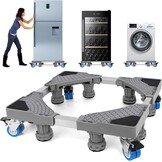 NIUXX Wasmachinebasis met 4 Wielen, wasmachine onderstel verstelbaar, basis voor wasmachine, max. 350 kg, verstelbare breedte 42-66 cm, hoogte 10-13 cm wasmachine voeten
