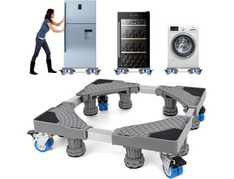 NIUXX Wasmachinebasis met 4 Wielen, wasmachine onderstel verstelbaar, basis voor wasmachine, max. 350 kg, verstelbare breedte 42-66 cm, hoogte 10-13 cm wasmachine voeten