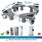 NIUXX Wasmachinebasis met 4 Wielen, wasmachine onderstel verstelbaar, basis voor wasmachine, max. 350 kg, verstelbare breedte 42-66 cm, hoogte 10-13 cm wasmachine voeten