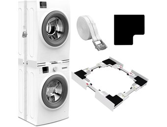 NIUXX Universeel verbindingsframe set voor wasmachine en droger, tusseninbouwframe kit voor 46-66 cm wasmachine-droger, stapelbouwset met ratelkabel, tusseninbouwset voor bijkeuken