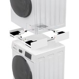 NIUXX Universeel verbindingsframe set voor wasmachine en droger, tusseninbouwframe kit voor 46-66 cm wasmachine-droger, stapelbouwset met ratelkabel, tusseninbouwset voor bijkeuken