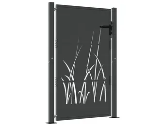 vidaXL Poort 105x130 cm met grasontwerp staal antracietkleurig