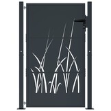 vidaXL Poort 105x130 cm met grasontwerp staal antracietkleurig