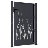 vidaXL Poort 105x130 cm met grasontwerp staal antracietkleurig