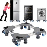 NIUXX Verstelbaar Wasmachineonderstel met 4 Wielen - Max. 400 kg - Breedte 53-68 cm - Hoogte 9.5-12.5 cm - Grijs