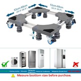 NIUXX Verstelbaar Wasmachineonderstel met 4 Wielen - Max. 400 kg - Breedte 53-68 cm - Hoogte 9.5-12.5 cm - Grijs