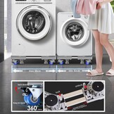 NIUXX Verstelbaar Wasmachineonderstel met 4 Wielen - Max. 400 kg - Breedte 53-68 cm - Hoogte 9.5-12.5 cm - Grijs