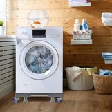 NIUXX Verstelbaar Wasmachineonderstel met 4 Wielen - Max. 400 kg - Breedte 53-68 cm - Hoogte 9.5-12.5 cm - Grijs