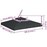 vidaXL Vervangend tentdoek prieel 310 g/m² 3x3 m donkergrijs