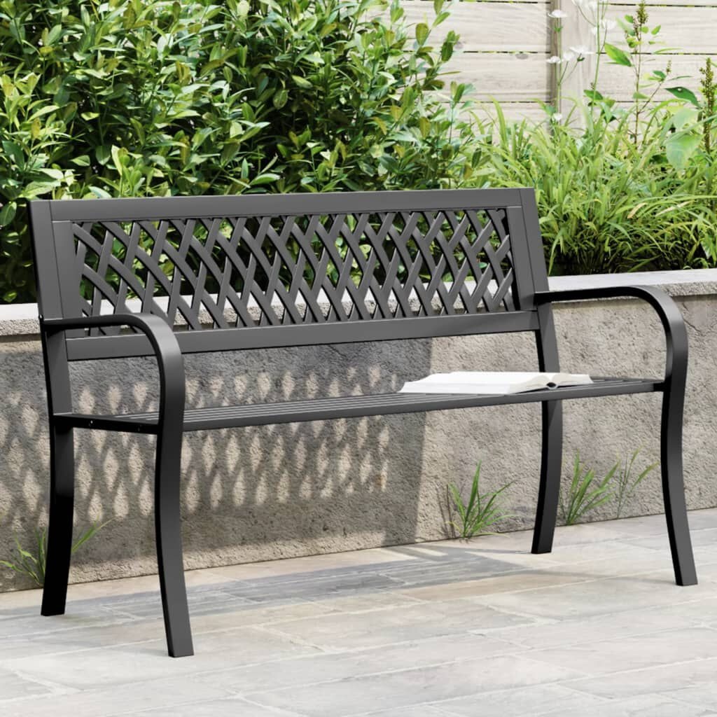 vidaXL Tuinbank 120 cm staal zwart