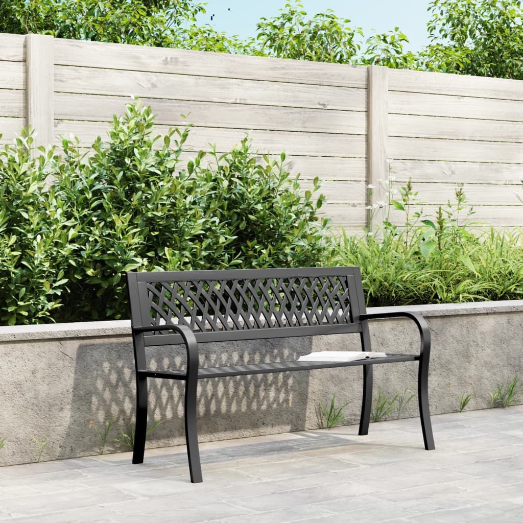 vidaXL Tuinbank 120 cm staal zwart