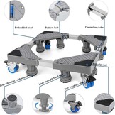 NIUXX Wasmachinebasis met 4 Wielen, wasmachine onderstel verstelbaar, basis voor wasmachine, max. 350 kg, verstelbare breedte 42-66 cm, hoogte 10-13 cm wasmachine voeten