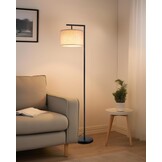 EDISHINE Vloerlamp Woonkamer, Booglamp met Verstelbare Linnen Lampenkap, Leeslamp met E27 LED Lamp en Voetschakelaar, 160 cm Vloerlamp voor Slaapkamer, Onderliggenderkamer, Kantoor