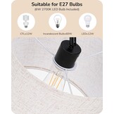 EDISHINE Vloerlamp Woonkamer, Booglamp met Verstelbare Linnen Lampenkap, Leeslamp met E27 LED Lamp en Voetschakelaar, 160 cm Vloerlamp voor Slaapkamer, Onderliggenderkamer, Kantoor