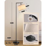 EDISHINE Vloerlamp Woonkamer, Booglamp met Verstelbare Linnen Lampenkap, Leeslamp met E27 LED Lamp en Voetschakelaar, 160 cm Vloerlamp voor Slaapkamer, Onderliggenderkamer, Kantoor