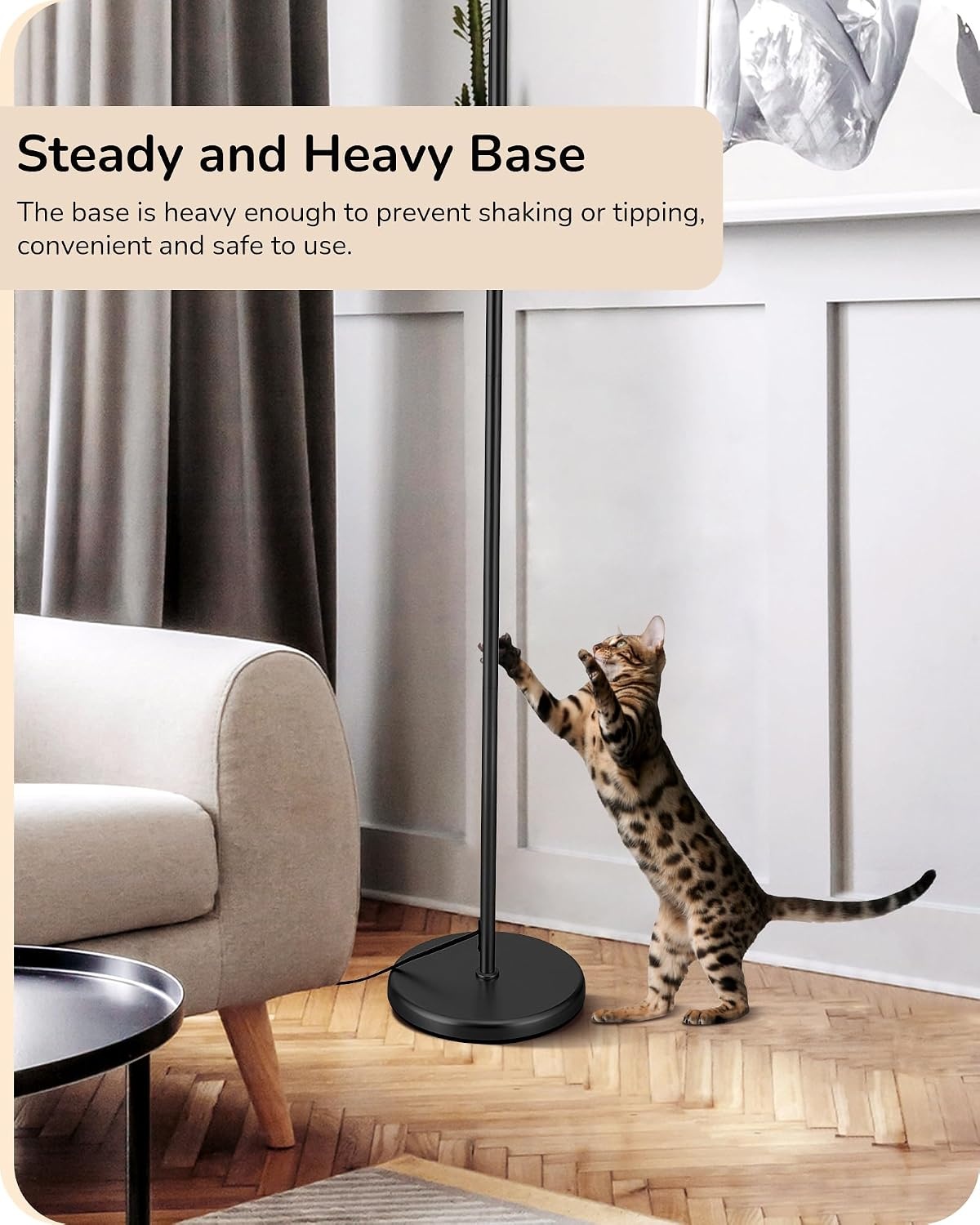 EDISHINE Vloerlamp Woonkamer, Booglamp met Verstelbare Linnen Lampenkap, Leeslamp met E27 LED Lamp en Voetschakelaar, 160 cm Vloerlamp voor Slaapkamer, Onderliggenderkamer, Kantoor