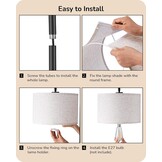 EDISHINE Vloerlamp Woonkamer, Booglamp met Verstelbare Linnen Lampenkap, Leeslamp met E27 LED Lamp en Voetschakelaar, 160 cm Vloerlamp voor Slaapkamer, Onderliggenderkamer, Kantoor