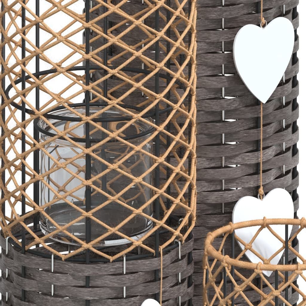 vidaXL Kaarsenhouders (3-delig) Wicker Grijs - 87% Korting