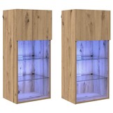 Wand TV-kast set Artisan Eiken 2 stuks - 54% Korting