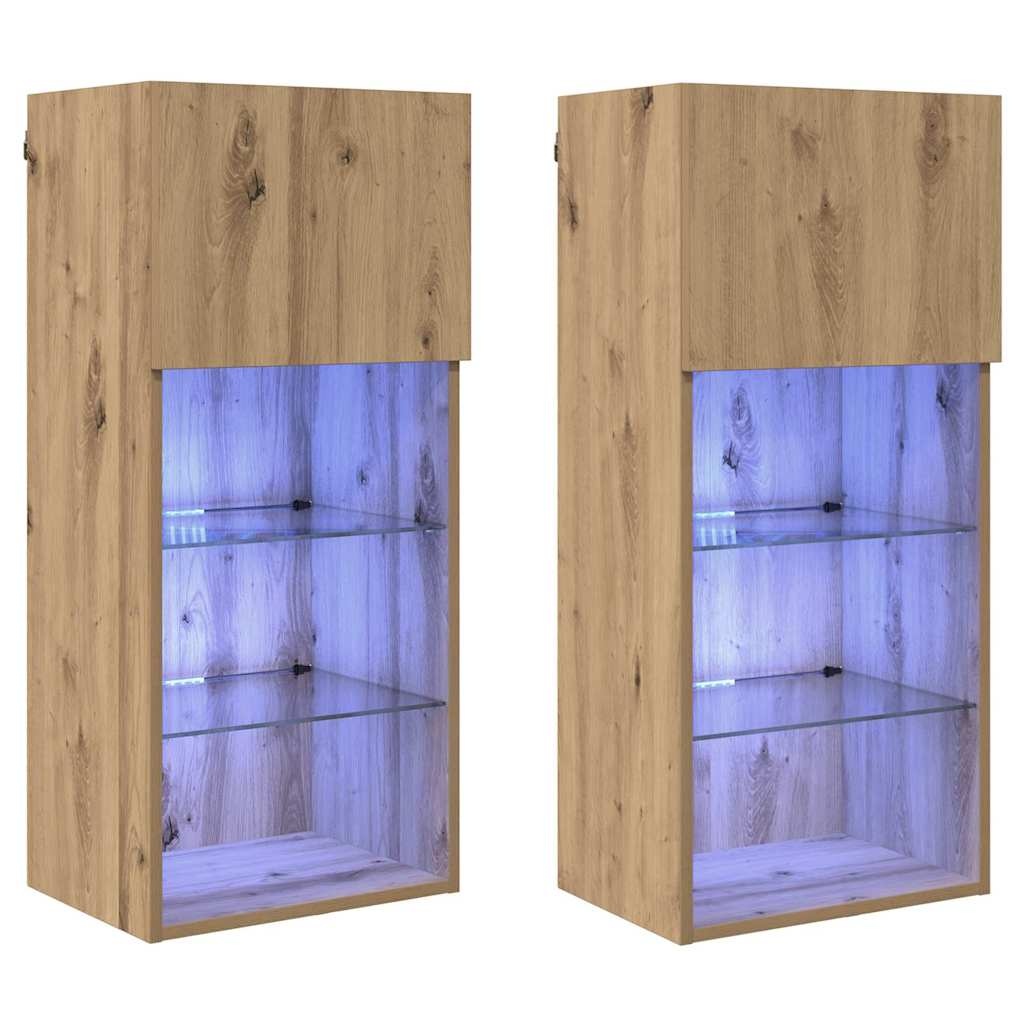 Wand TV-kast set Artisan Eiken 2 stuks - 54% Korting