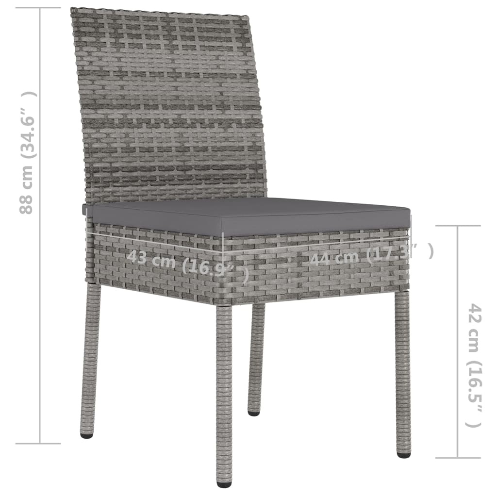 vidaXL Tuinstoelen 4 st poly rattan grijs