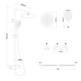 Zwarte doucheset - ø 25 cm - thermostaatkraan & handdouche