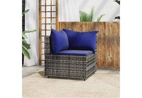 VidaXL Tuinhoekbank Poly Rattan Grijs met Kussens - 40% Korting