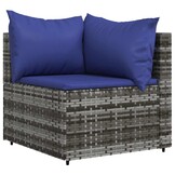 vidaXL Tuinhoekbank met kussens poly rattan grijs