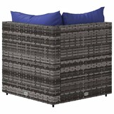 vidaXL Tuinhoekbank met kussens poly rattan grijs