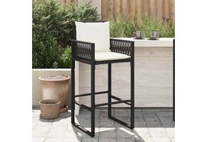 VidaXL Tuinbarkrukken met Kussens - 2 stuks, Poly Rattan Zwart - 41% Korting!