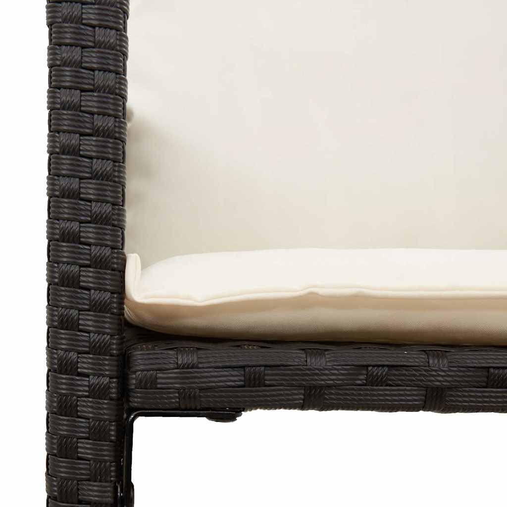 vidaXL Tuinbarkrukken met kussens 2 st poly rattan zwart