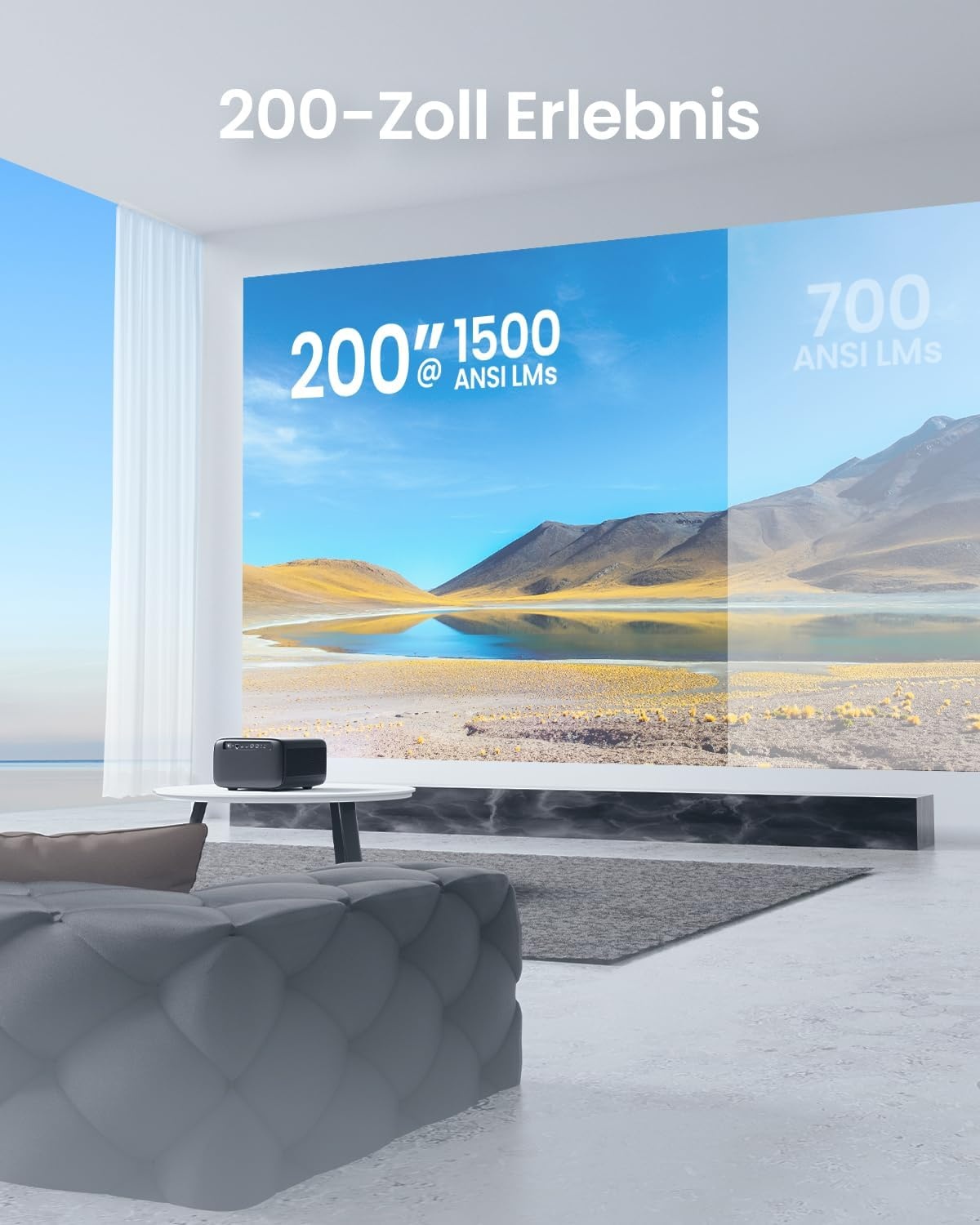 OmniStar L80 Projector met WiFi en Bluetooth, 1500 ANSI lumen Native 1080P Video Projector met 4K-ondersteuning, Auto Focus/Keystone, 2x15W Speakers, 200" Display, Compatibel met iOS/Android/TV Stick