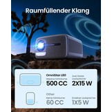 OmniStar L80 Projector met WiFi en Bluetooth, 1500 ANSI lumen Native 1080P Video Projector met 4K-ondersteuning, Auto Focus/Keystone, 2x15W Speakers, 200" Display, Compatibel met iOS/Android/TV Stick