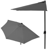 Balkonparasol - halve parasol - met zwengel - 240 cm - grijs