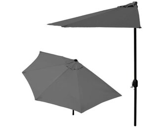 Balkonparasol - halve parasol - met zwengel - 240 cm - grijs