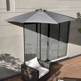 Balkonparasol - halve parasol - met zwengel - 240 cm - grijs
