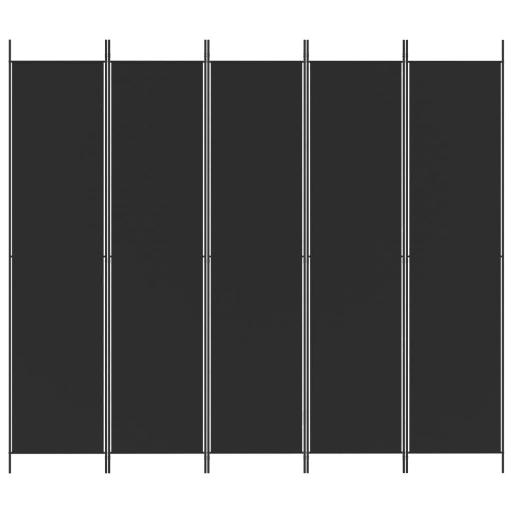 vidaXL Kamerscherm met 5 panelen 250x220 cm stof zwart