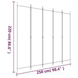 vidaXL Kamerscherm met 5 panelen 250x220 cm stof zwart