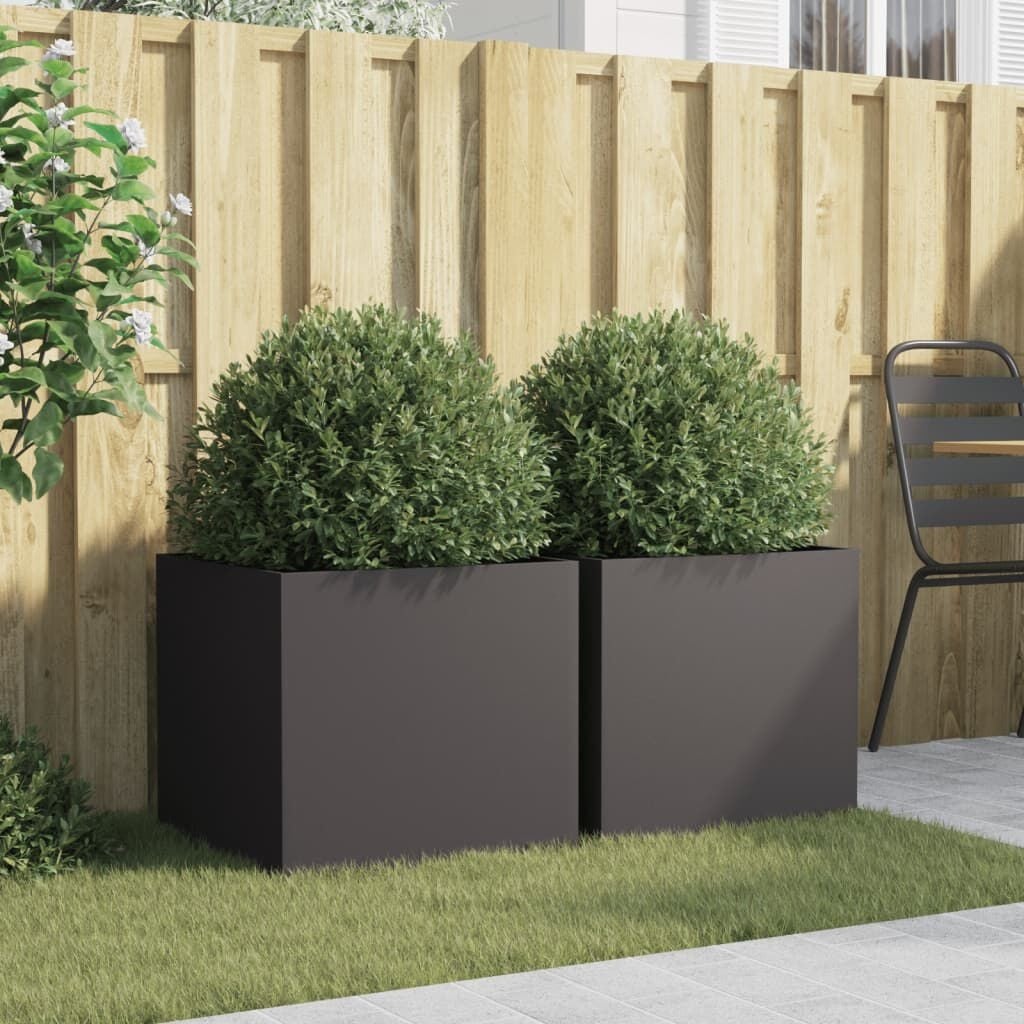 vidaXL Plantenbakken Staal Zwart 49x47x46 cm (2 stuks) - 34% Korting!