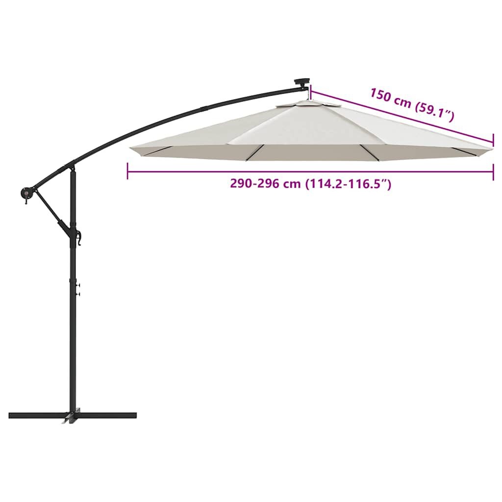 vidaXL Vervangingsdoek voor zweefparasol 300 cm zandwit