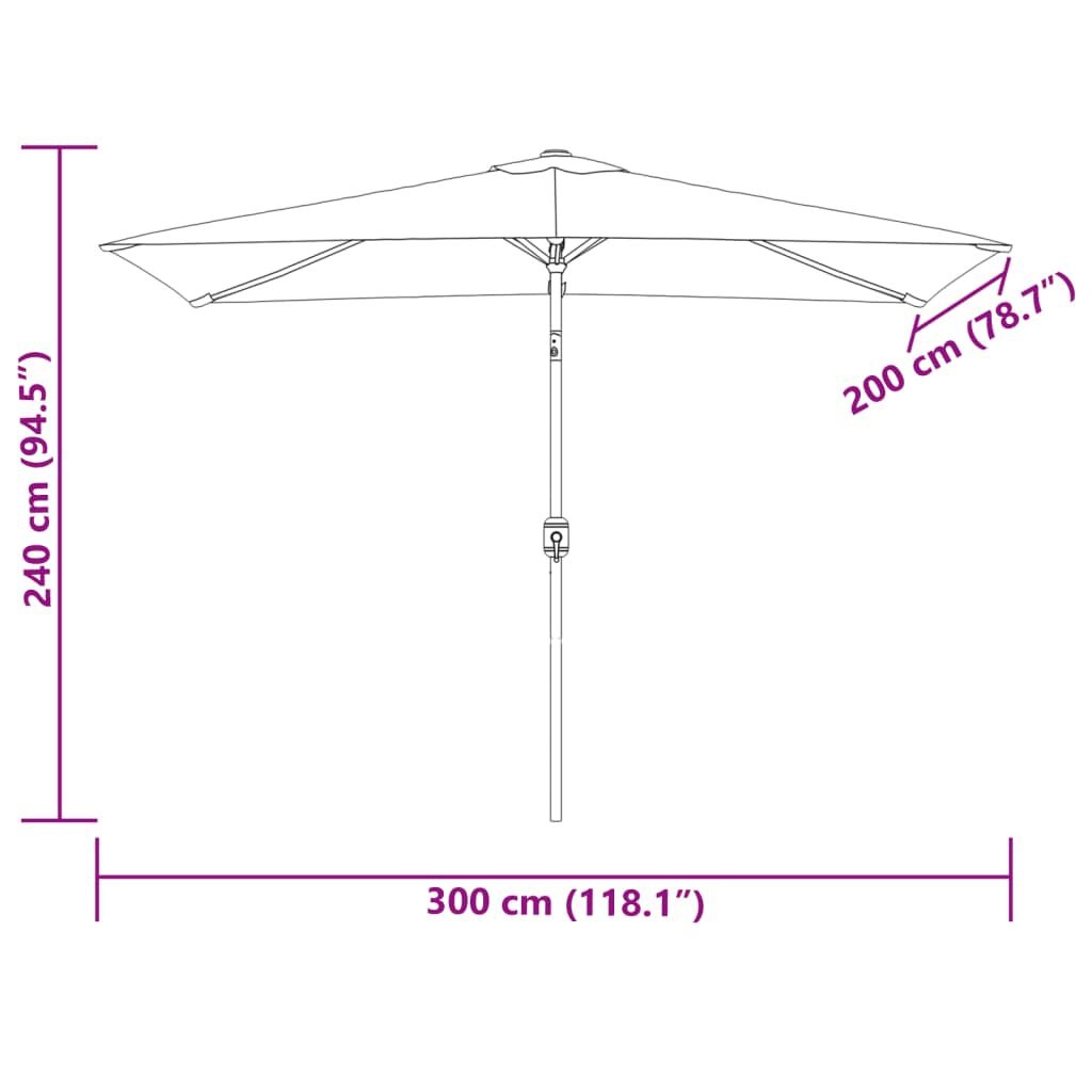 vidaXL Parasol vierhoekig zandwit 200 x 300 cm