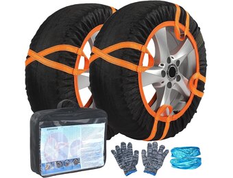 Textiele Sneeuwsokken Set van 2 Universeel voor Auto SUV Minivan | Duurzaam 3D-weefsel | Alternatief voor sneeuwkettingen | Grip op sneeuw en ijs