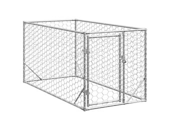 vidaXL Hondenkennel voor buiten met deur 2x1x1 m gegalvaniseerd staal