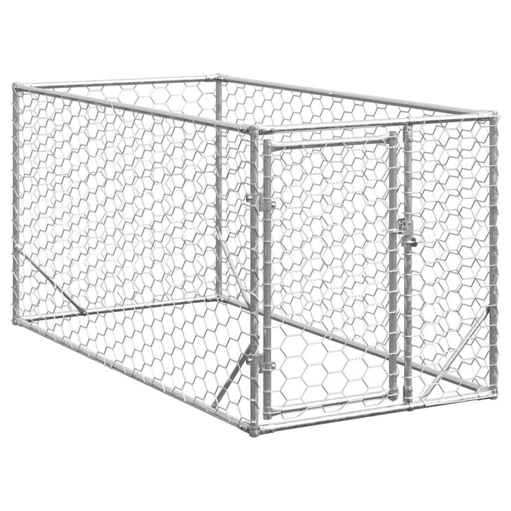 vidaXL Hondenkennel voor buiten met deur 2x1x1 m gegalvaniseerd staal