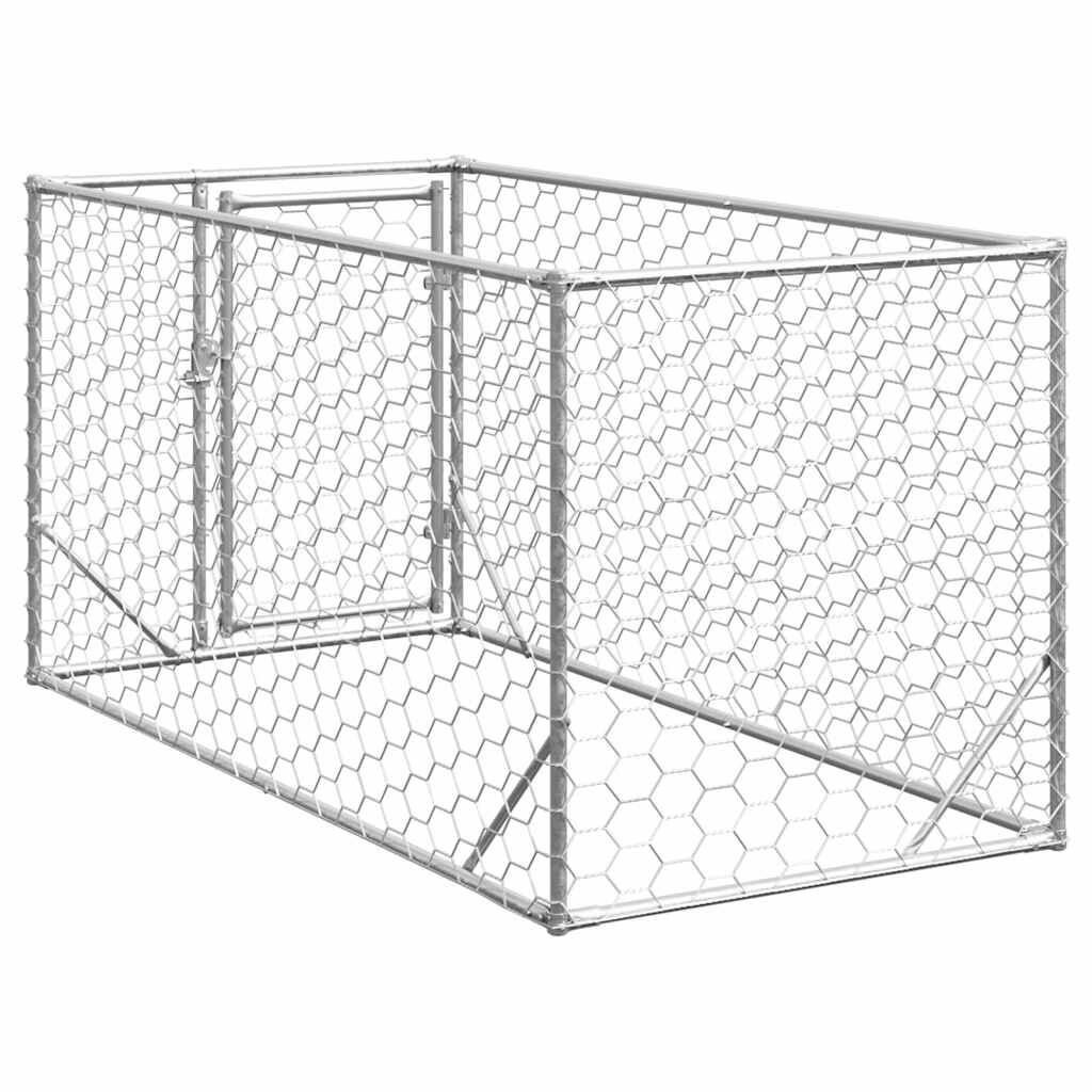 vidaXL Hondenkennel voor buiten met deur 2x1x1 m gegalvaniseerd staal