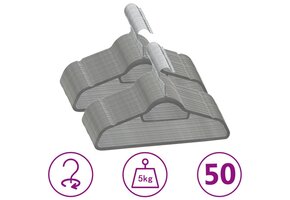 50-delige Anti-slip Kledinghangerset - Fluweel Grijs - 40% Korting